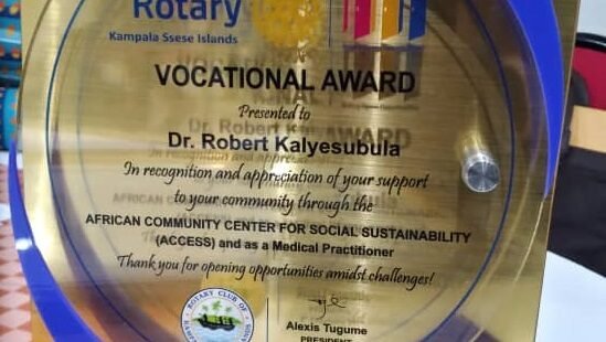 Dr. Robert Kalyesubula Awarded for Outstanding Community Work in Nakaseke